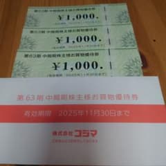 コジマ　お買物優待券3000円のサムネイル