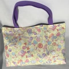 トートバッグ レッスンバッグ 黄色 紫 クリーム 猫 入園　入学　進級のサムネイル