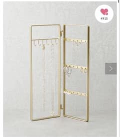ゴールド アクセサリースタンド 折りたたみ式 ピアスネックレススタンド　スリコのサムネイル