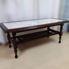 【希少・送料込】レトロ オールドカリモク センターテーブル 大理石調 カリモク オールドカリモク カリモク家具 木製 大理石柄センターテーブル