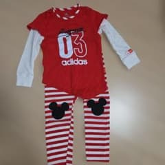 adidas Disney 미키 마우스 긴팔 T 셔츠 바지 세트 104cm