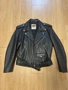80s Harley-Davidson ブラック ライダースジャケット Sのサムネイル