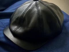 新品 本革 ブラック レザー キャスケット 黒 牛革 サイズ59〜60センチ
