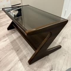 Z型 ガラスローテーブル センターテーブル ミッドセンチュリー