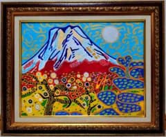 【F6号】片岡球子【富士】手描き作品/サイン・印譜有/油彩/アクリル/逸品/額縁 F6号】片岡球子【富士】手描き作品/サイン有/油彩/アクリル/逸品/額縁