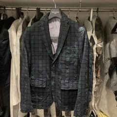 COMME des GARCONS HOMMEシワ加工ブラックウォッチジャケット - メルカリ