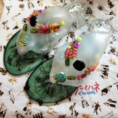 値引き中！チャイハネ　ビーチサンダル　38 24.5～25cm　グリーン　クリアのサムネイル