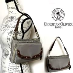 CHRISTIAN OLIVIER 나일론 가죽 스터드 숄더백