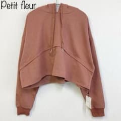 【Petit fleur】タグ付　裏起毛パーカー　レッド系　M