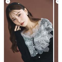 【新品未使用】polaura　レースフリルカーディガン　blackのサムネイル