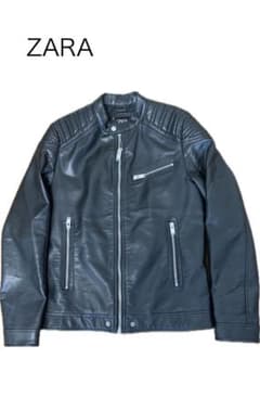 美品 ZARA MAN ラムスキン シングルライダース 肩キルティング 42 美品 ZARA MAN ラムスキン シングルライダース 肩キルティング 42