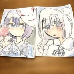 イラスト　水彩画　2セット　オークション　女の子　送料無料のサムネイル