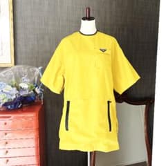 極美品　PRADA プラダ　リナイロン　ロゴ　プルオーバー　ワンピース　イエロー
