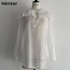 エリテ コットンオーガンジー フリルカラーブラウス - メルカリ