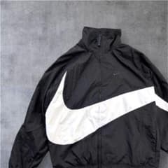 NIKE ナイキ ビッグスウォッシュ ナイロン ジャケット ブラック 白 黒
