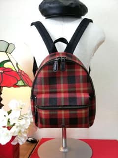 COACH♥ミニリュック チェック 定価57240円 CAP付 赤 レッド - メルカリ