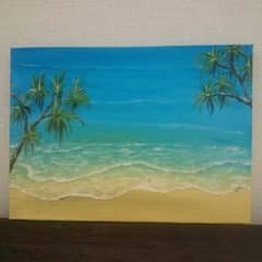 きれいな海の絵 油絵 F4のサムネイル