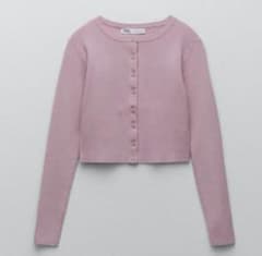 zara リブニットカーディガン モーヴピンクのサムネイル