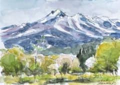 水彩画 松ケ峰からの妙高山 風景画 額装済み 原画 2L判 - メルカリ