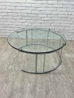 【東京都23区配送無料】定価14万　フクラ　ガラス　90cm テーブル　センター 東京都23区配送無料】定価14万 フクラ ガラス 90cm テーブル センター