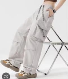 ワイドカーゴパンツ ドローストリング ライトグレーのサムネイル