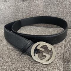 GUCCI グッチ インターロッキングG ベルト ブラック レザー D17 - メルカリ