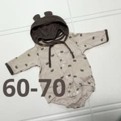 クマ くま 熊 耳付きベージュ着ぐるみ 赤ちゃん ベビー コスプレ 記名なしのサムネイル