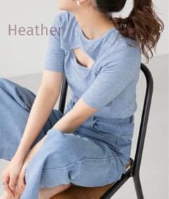 Heather メランジリブニットブルーフロントカット　セクシー　かわいいのサムネイル