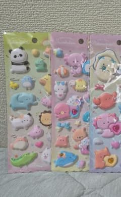 つぶらな瞳のぷくぷくシール 3枚セットのサムネイル