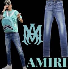 希少】新品 AMIRI 無地 現行 スタックデニム 極細スキニー SIZE30 