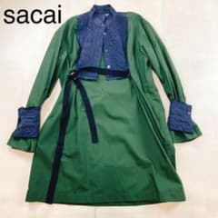 sacai サカイ シャツワンピース 変形 ドッキング キルティング ベルト 