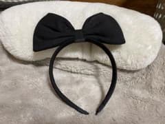 ハンドメイド ビッグリボン カチューシャ ブラックのサムネイル