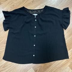 Discos ノーカラー シャツ ブラウス レース 透け感 シワ加工 半袖 Fのサムネイル