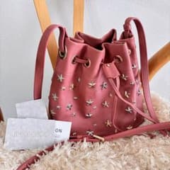 美品】JIMMY CHOO ピンク バケットバッグ 巾着 星型スタッズ付き 