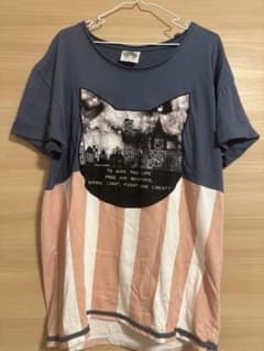 値下げ　SCOLAR スカラー　猫柄プリント 切り替え 半袖Tシャツのサムネイル