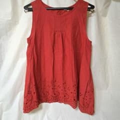 Samansa Mos2 ノースリーブ ブラウス 刺繍入り オレンジのサムネイル