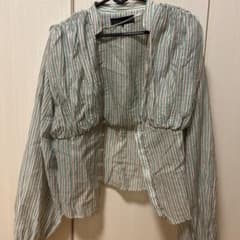 ZARA ストライプ柄 長袖 ブラウス Mサイズ　シャツ　リゾートのサムネイル