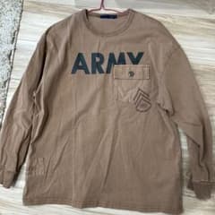 ARMYプリント付きブラウン長袖Tシャツおまけ付きのサムネイル
