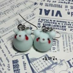 <11>甘猫様専用スカイブルークマちゃんアメ細工 ピアスのサムネイル
