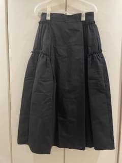 タグ付新品未使用 iki黒コットングログラン タックギャザー スカート