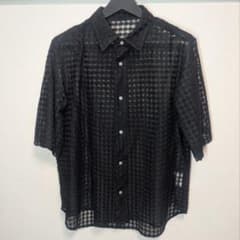 【ADRER】千鳥格子柄 シースルー半袖シャツ ブラック Lサイズのサムネイル
