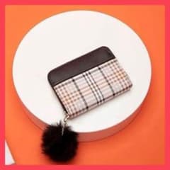 Cute two-tone folding wallet with card case for women