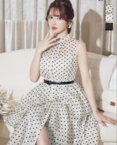 【大幅値下げ中】ROBE de FLEURS ドットオーガンジーミディアムドレスのサムネイル