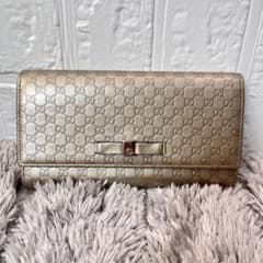 GUCCI マイクロシマ リボン シャンパンゴールド 長財布 - メルカリ