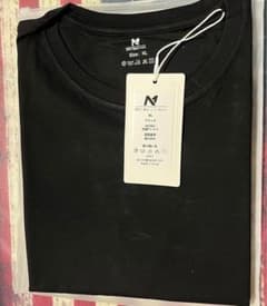 NPET 남성 T 셔츠 부드러운 원단 블랙 무지 면 100 % XL 사이즈