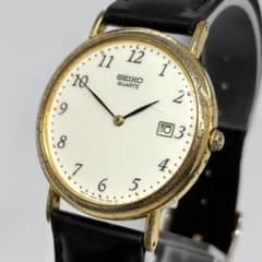 신품 전지 가동 SEIKO 쿼츠 드레스 워치 데이트 빈티지 시계