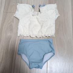 女の子用 セパレート水着 アイボリー×ブルーのサムネイル