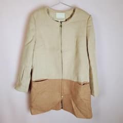 LIMITLESS LUXURY ノーカラーコート バイカラー 【M】