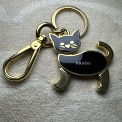 PRADA プラダ キーホルダー ネコ 猫 バッグチャーム ゴールド ブラック