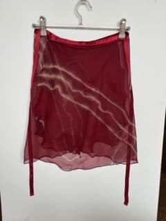 バレエ用 ラップスカート ボルドー 刺繍入りのサムネイル